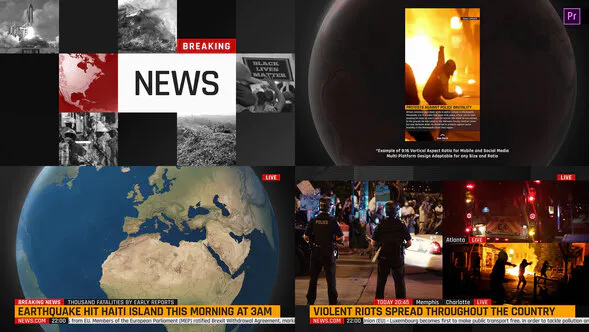 适用于 Premiere Pro 的多平台新闻图形工具包Multi-Platform NEWS Graphics ToolKit for Premiere Pro-PR模板