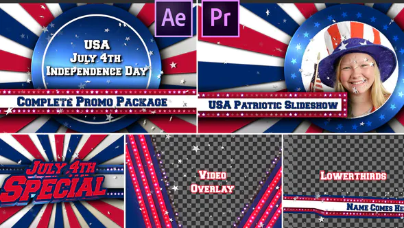 7 月 4 日美国爱国广播促销包July 4th USA Patriotic Broadcast Promo Pack – Premiere Pro-PR模板
