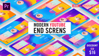 现代 Youtube 片尾画面Modern Youtube End Screens-PR模板