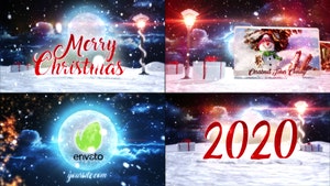 圣诞假期午夜月亮新年圣诞老人Christmas Greetings-PR模板