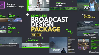 完整的广播设计包基本图形| 莫格特Complete Broadcast Design Package Essential Graphics | Mogrt-PR模板