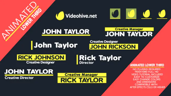 动画电影文本标题Animation Lower Third-AE模板