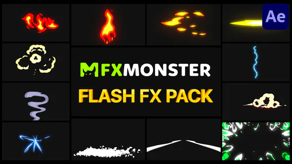 元素活力火闪光烟Flash FX Pack 07 | After Effects-AE模板