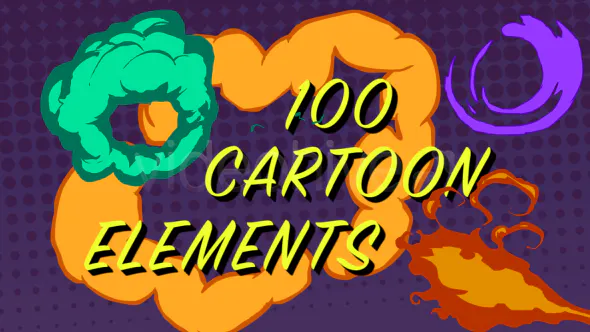 100个卡通元素100 Cartoon Elements-AE模板