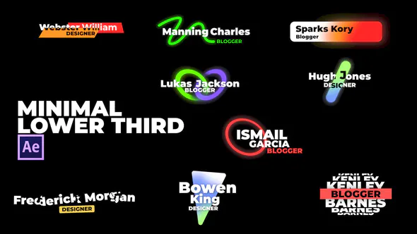 媒体辉光元素霓虹灯Minimal Lower Thirds-AE模板