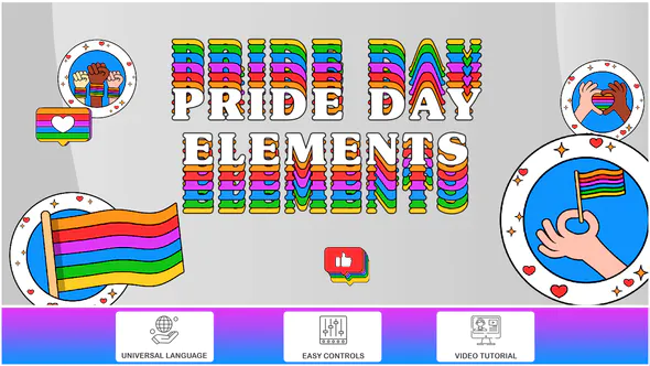 多样性变装皇后表情符号骄傲日元素Pride Day Elements-AE模板