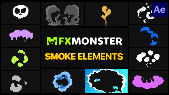 动态的元素火多雾路段辉光卡通烟Cartoon Smoke | After Effects-AE模板