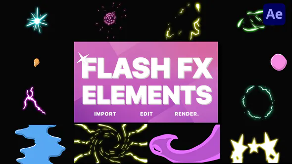 Flash FX 元素包活力爆炸火辉光Flash FX Elements Pack | After Effects-AE模板