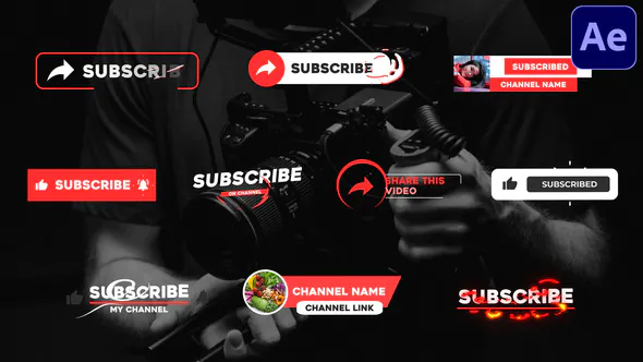 简单的社交媒体时髦纽扣Subscribe Lower Thirds | After Effects-AE模板