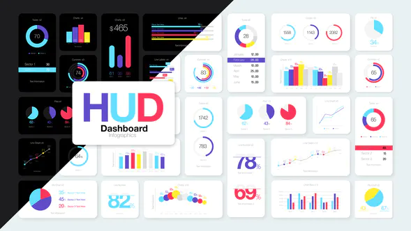 HUD 仪表板信息图表HUD Dashboard Infographics-AE模板