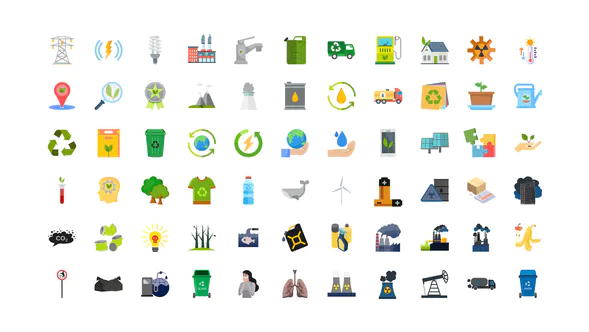 100 生态与污染图标100 Ecology & Pollution Icons-AE模板