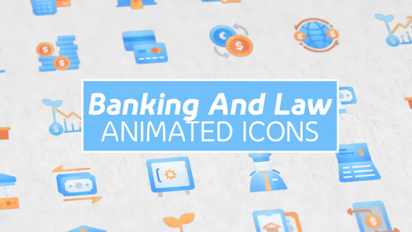 银行和法律现代动画图标Banking and Law Modern Animated Icons-AE模板