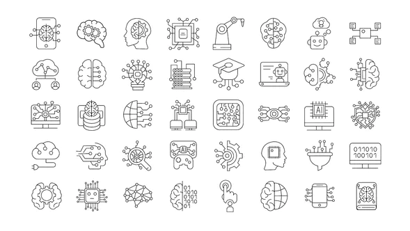 人工智能线图标Artificial Intelligence Line Icons-AE模板