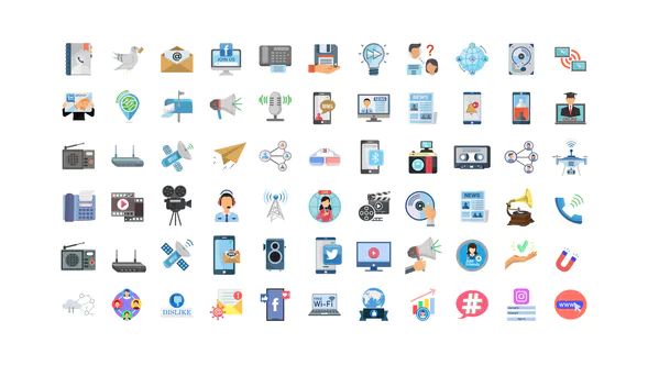 100 个通信和多媒体图标100 Communication & Multimedia Icons-AE模板