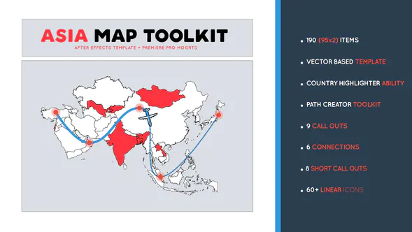亚洲地图工具包Asia Map Toolkit-AE模板