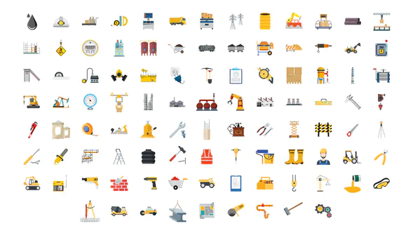 100 个建筑和工业图标100 Construction & Industrial Icons-AE模板