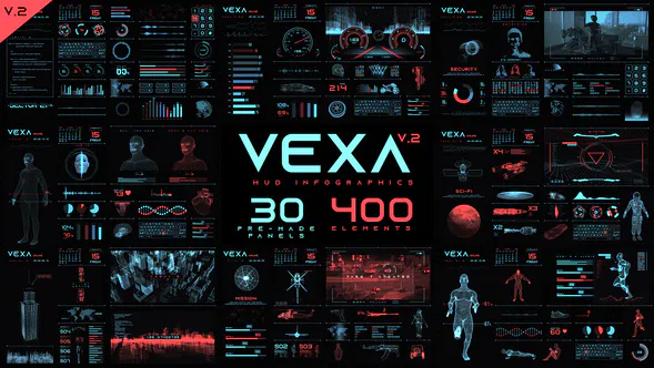 Vexa HUD 信息图表Vexa HUD Infographics-AE模板