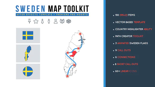 瑞典地图工具包Sweden Map Toolkit-AE模板