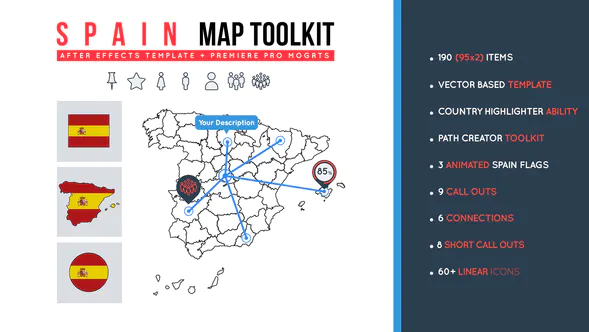 西班牙地图工具包Spain Map Toolkit-AE模板