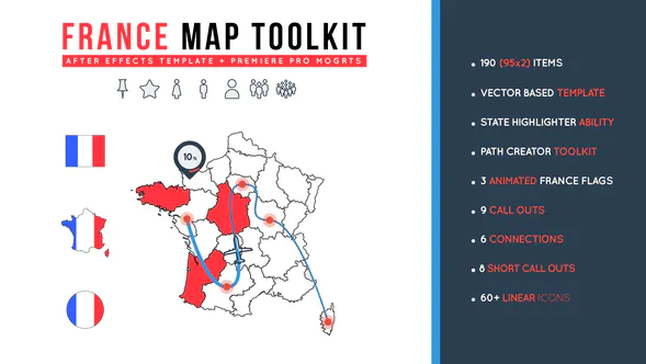 法国地图工具包France Map Toolkit-AE模板