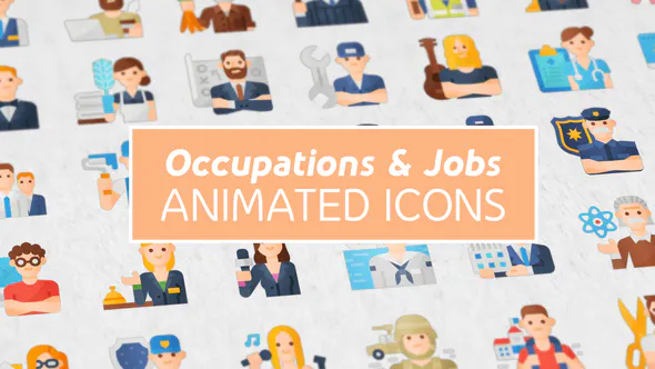 职业和工作现代平面动画图标Occupations & Jobs Modern Flat Animated Icons-AE模板