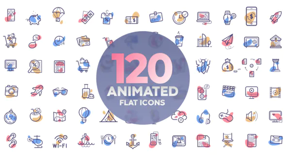 120个动画图标120 animated icons-AE模板