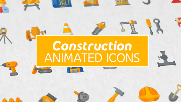 建筑和绘画现代平面动画图标Construction & Painting Modern Flat Animated Icons-AE模板