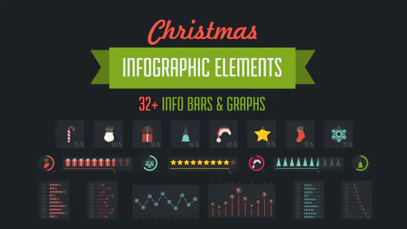 32 圣诞信息图表元素32 Christmas Infographic Elements-AE模板