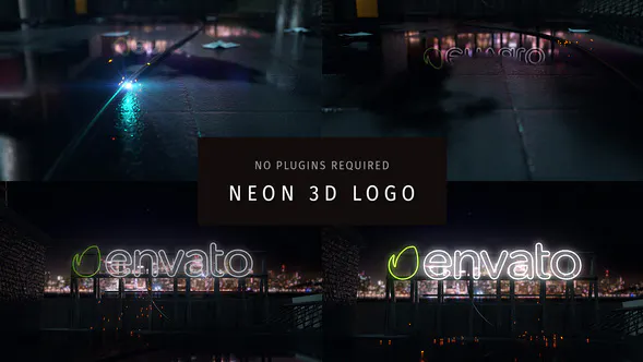 霓虹灯 3D 标志Neon 3D Logo-AE模板