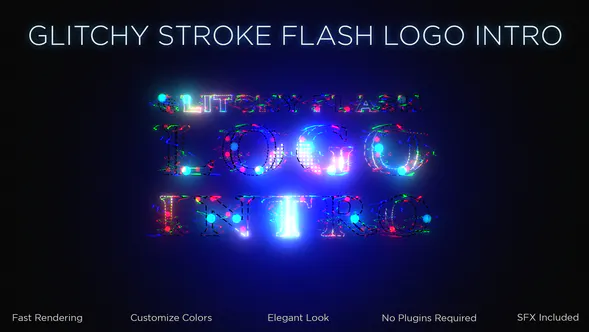 Glitchy Stroke Flash 标志介绍Glitchy Stroke Flash Logo Intro-AE模板