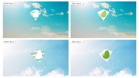 天空春天风风筝标志Kite Logo-AE模板