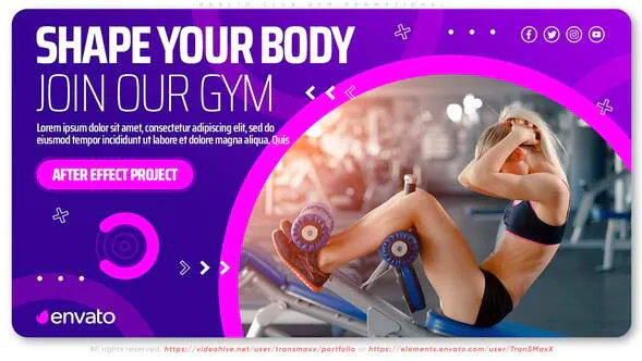 健身俱乐部健身房促销Health Club Gym Promotional-AE模板