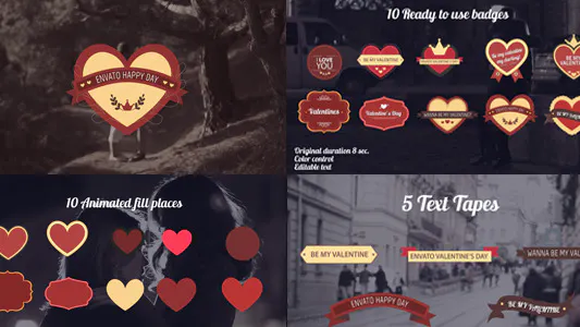 浪漫徽章Romantic Badges-AE模板