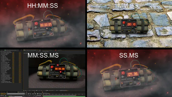 定时炸弹 – 4 种类型的数字定时器Time Bomb – 4 Types of Digital Timers-AE模板