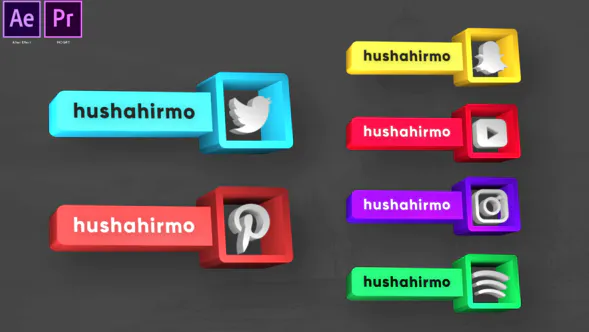 社交媒体独特元素Social Media Unique Lowerthirds-AE模板