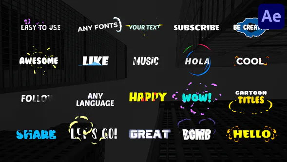 卡通标题闪光效果液体Cartoon Titles | After Effects-AE模板