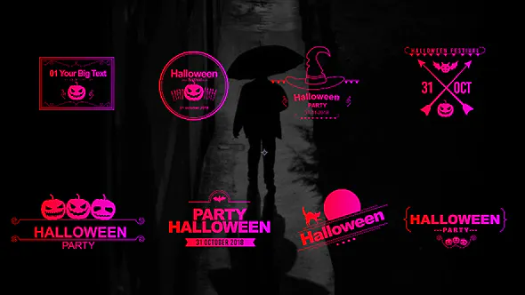 动画卡通有趣万圣节派对Halloween Party Titles-AE模板