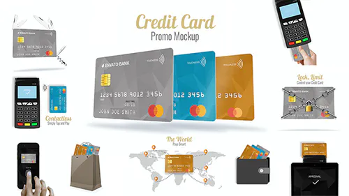 信用卡促销模型银行卡生物识别技术卡片Credit Card Promo Mock-up-AE模板