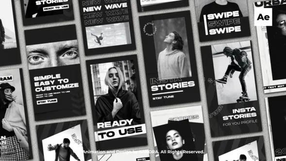 黑白动态动作Instagram Stories-AE模板