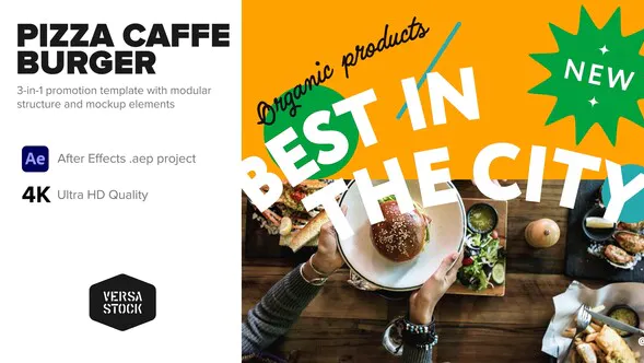 三合一咖啡披萨汉堡快餐促销3-in-1 Caffe Pizza Burger Fast Food Promo-AE模板