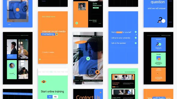 在线教育企业设计设计包数字通讯Online Education Stories-AE模板