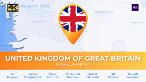 英国旅游地图United Kingdom Travel Map-AE模板