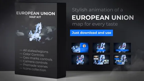 欧盟欧盟地图套件European Union EU Map Kit-AE模板