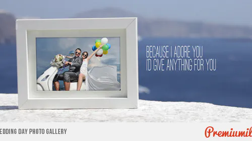 婚礼当天照片蓝色设计海天空旅行Wedding Day Photo Gallery-AE模板