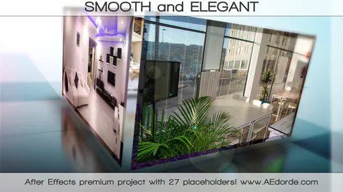 3d 画廊蓝色商业房地产反射SMOOTH and ELEGANT-AE模板