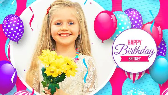 生日快乐彩色婴儿气球Happy Birthday Colorful Slideshow-AE模板