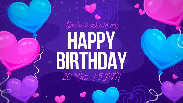 生日快乐祝贺气球Happy Birthday-AE模板