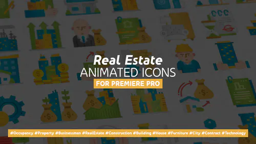 房地产现代平面动画图标Real Estate Modern Flat Animated Icons – Mogrt-Mogrt-PR模板