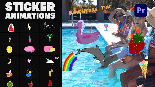 夏天贴纸手绘Summer Stickers-PR模板