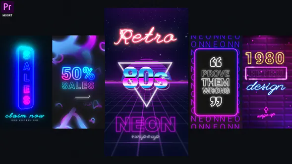 霓虹灯 Instagram 故事Neon Instagram Stories-PR模板